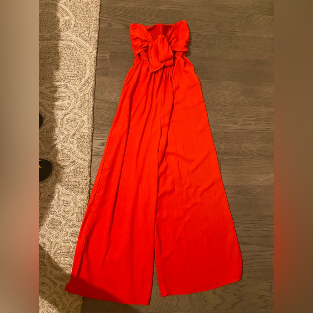 Bright Red straight leg Jumpsuit